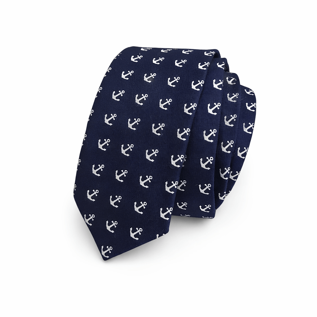 corbata anclas azul marino corbata náutica con anclas blancas corbata de algodón con estampado marino corbata elegante azul marino anclas corbata hombre diseño náutico