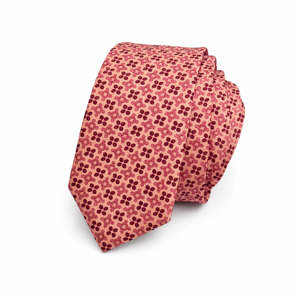 corbata Almudí algodón corbata estampado floral rojo beige corbata artesanal hecha a mano corbata elegante para boda y trabajo corbata de algodón con diseño geométrico
