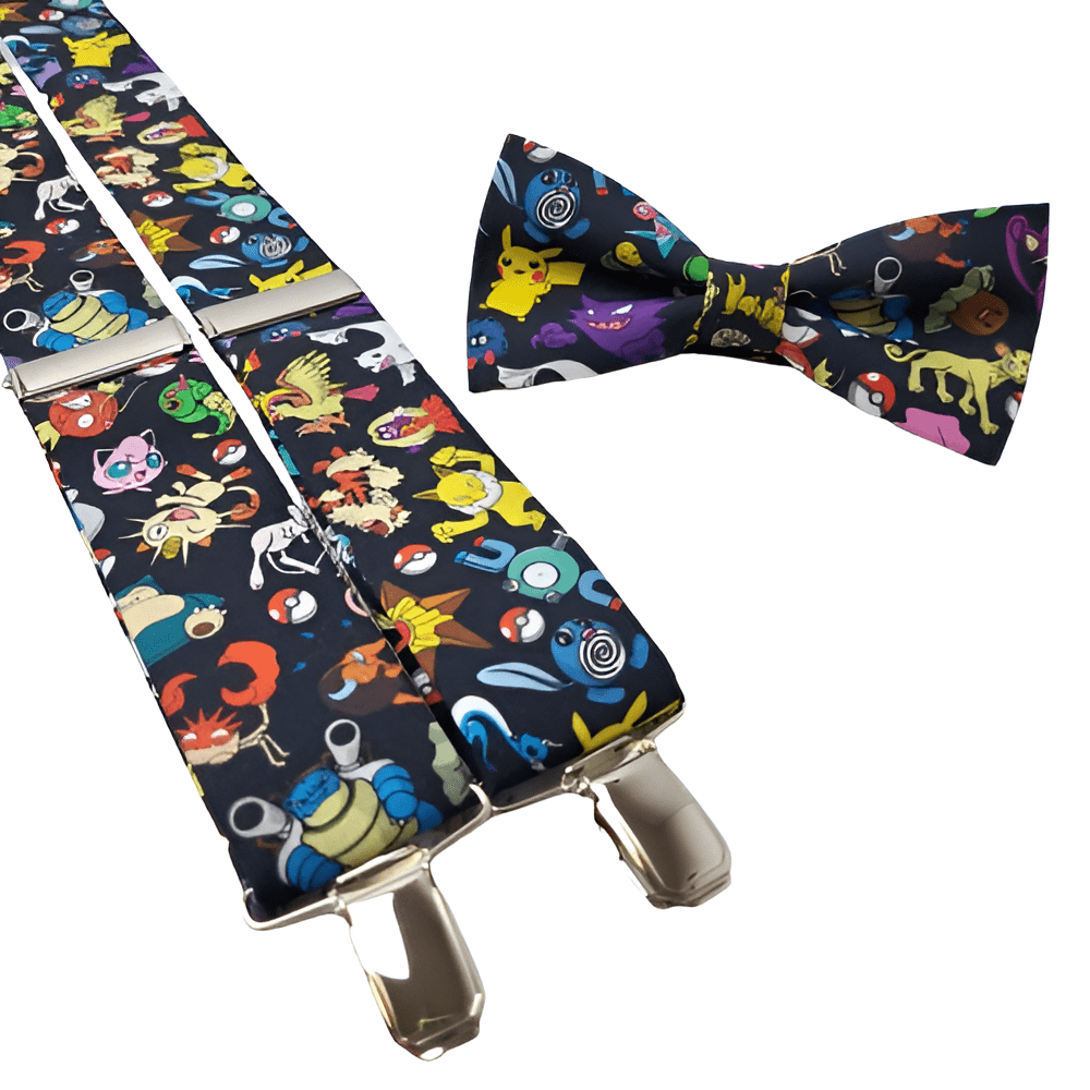 Pajarita y Tirantes Pokemon Negro