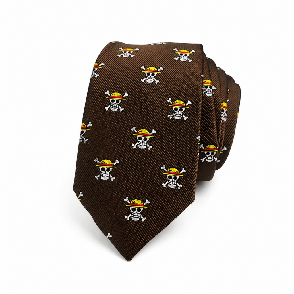 Corbata Piece Marrón artesanal para hombre, confeccionada a mano en nuestro taller con tejido de algodón de alta calidad. La imagen muestra una corbata enrollada sobre fondo blanco, con una pala de seis centímetros de ancho y un elegante color marrón chocolate. El tejido presenta una fina textura diagonal y un estampado repetido de calaveras pirata blancas con huesos cruzados. Cada calavera lleva un sombrero amarillo decorado con una franja roja y detalles negros. Corbata original inspirada en el universo pirata, perfecta para bodas, novios, invitados, comuniones, bautizos, fiestas y eventos especiales. Mide aproximadamente 150 centímetros de largo por 6 centímetros de ancho. Combina con trajes azul marino, beige, camel, gris, verde botella y negro, además de camisas blancas, crema o azul claro. Complemento masculino artesanal, elegante y divertido, ideal para regalar a aficionados al manga, anime, piratas y accesorios originales. English Handmade Brown Piece Tie for men, carefully produced in our workshop using high-quality cotton fabric. The image shows a rolled necktie placed on a clean white background, featuring a modern six-centimetre wide blade and a rich chocolate brown colour. The fabric has a fine diagonal texture decorated with a repeated pirate skull and crossbones pattern. Each white skull wears a bright yellow hat with red and black details, creating an original and recognisable design. This handmade men’s tie measures approximately 150 centimetres long and 6 centimetres wide. It is perfect for weddings, grooms, wedding guests, communions, baptisms, parties and special events. The brown pirate tie looks excellent with navy blue, beige, camel, charcoal grey, bottle green or black suits and white, ivory, cream or light blue shirts. An elegant and playful cotton accessory, ideal as a birthday, anniversary, Christmas or Father’s Day gift for manga, anime and pirate fans. Français Cravate Piece Marron artisanale pour homme, fabriquée à la main dans notre atelier avec un tissu en coton de grande qualité. L’image présente une cravate élégamment enroulée sur un fond blanc, avec une largeur moderne de six centimètres et une belle couleur marron chocolat. Le tissu possède une texture diagonale raffinée ornée d’un motif répété de têtes de mort pirates blanches et d’os croisés. Chaque crâne porte un chapeau jaune décoré de détails rouges et noirs. Cette cravate originale mesure environ 150 centimètres de longueur sur 6 centimètres de largeur. Elle convient parfaitement aux mariages, aux futurs mariés, aux invités, aux communions, aux baptêmes, aux fêtes et aux événements spéciaux. Elle s’accorde avec des costumes bleu marine, beige, camel, gris anthracite, vert bouteille ou noir et des chemises blanches, ivoire, crème ou bleu clair. Accessoire masculin artisanal idéal comme cadeau original pour les amateurs de manga, d’anime, de pirates et de mode différente. Italiano Cravatta Piece Marrone artigianale da uomo, realizzata a mano nel nostro laboratorio con tessuto di cotone di alta qualità. Nell’immagine appare una cravatta arrotolata su uno sfondo bianco pulito, caratterizzata da una pala moderna larga sei centimetri e da un elegante colore marrone cioccolato. Il tessuto presenta una raffinata trama diagonale decorata con un motivo ripetuto di teschi pirata bianchi e ossa incrociate. Ogni teschio indossa un cappello giallo con dettagli rossi e neri, creando un accessorio originale e riconoscibile. La cravatta misura circa 150 centimetri di lunghezza e 6 centimetri di larghezza. È perfetta per matrimoni, sposi, invitati, comunioni, battesimi, feste e occasioni speciali. Si abbina a completi blu navy, beige, cammello, grigio antracite, verde bottiglia o nero e a camicie bianche, avorio, crema o azzurro chiaro. Un regalo artigianale elegante e divertente per appassionati di manga, anime, pirati e accessori maschili originali.