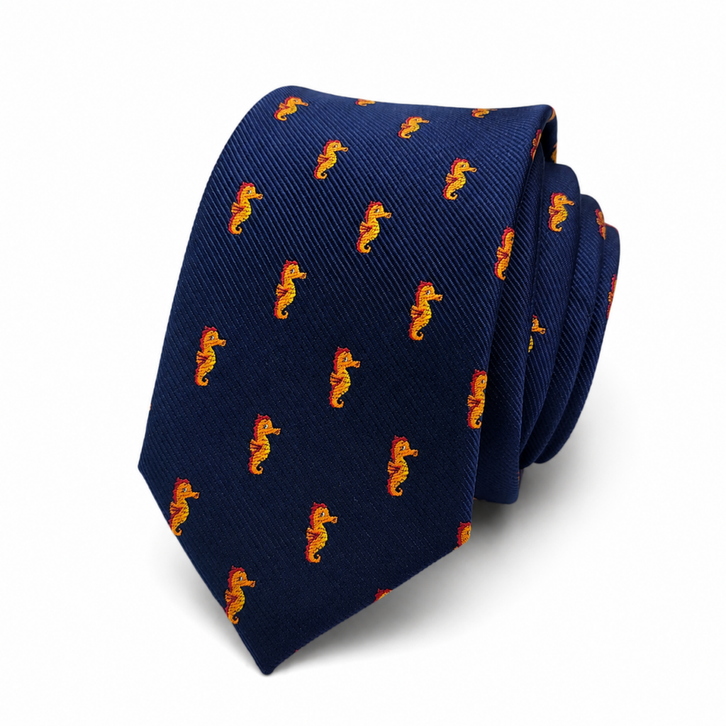 Corbata Caballito de Mar artesanal para hombre confeccionada a mano en algodón en nuestro taller. Corbata de fondo azul marino con pequeños caballitos de mar distribuidos por todo el tejido en tonos dorado, amarillo, naranja y detalles rojizos. Diseño elegante, original y de inspiración marina, perfecto para bodas, comuniones, bautizos, ceremonias, novios, padrinos, testigos e invitados de boda. Corbata azul marino de aproximadamente 150 cm de largo y 6 cm de ancho, ideal para combinar con traje azul marino, azul claro, gris, beige, arena, camel, marrón o negro y camisa blanca, celeste, crema o marfil. Complemento masculino artesanal perfecto como regalo original para amantes del mar, celebraciones, cumpleaños, aniversarios y eventos especiales. Image ALT SEO English – more than 100 words Seahorse Tie handmade for men in our workshop using cotton fabric. Elegant navy blue necktie decorated with small seahorses in golden yellow, orange and subtle reddish tones distributed across the fabric. An original marine inspired men's accessory designed for weddings, communions, christenings, ceremonies, grooms, best men, wedding guests and special occasions. The tie measures approximately 150 cm long and 6 cm wide, offering a modern and elegant proportion. This navy blue seahorse necktie can be combined with navy, light blue, grey, charcoal, beige, sand, camel, brown or black suits and white, light blue, cream or ivory shirts. A distinctive handmade men's tie and an original gift for sea lovers, birthdays, anniversaries, weddings and celebrations. Texte ALT SEO français – plus de 100 mots Cravate Hippocampe artisanale pour homme confectionnée à la main dans notre atelier en tissu de coton. Élégante cravate bleu marine décorée de petits hippocampes dans des tons dorés, jaunes, orange et avec de subtils détails rougeâtres répartis sur toute la surface. Cette cravate originale d'inspiration marine est parfaite pour les mariages, communions, baptêmes, cérémonies, mariés, témoins, parrains et invités. Elle mesure environ 150 cm de longueur et 6 cm de largeur. La cravate bleu marine avec hippocampes s'associe facilement avec un costume bleu marine, bleu clair, gris, anthracite, beige, sable, camel, marron ou noir et une chemise blanche, bleu ciel, crème ou ivoire. Accessoire masculin artisanal idéal comme cadeau original pour les amateurs de mer et pour les occasions spéciales. Testo ALT SEO italiano – più di 100 parole Cravatta Cavalluccio Marino artigianale da uomo realizzata a mano nel nostro laboratorio utilizzando tessuto di cotone. Elegante cravatta blu navy decorata con piccoli cavallucci marini nei toni dorato, giallo, arancione e con delicati dettagli rossastri distribuiti su tutto il tessuto. Un accessorio maschile originale ispirato al mare, perfetto per matrimoni, comunioni, battesimi, cerimonie, sposi, testimoni e invitati. La cravatta misura circa 150 cm di lunghezza e 6 cm di larghezza. Può essere abbinata a completi blu navy, azzurri, grigi, antracite, beige, sabbia, cammello, marroni o neri e a camicie bianche, celesti, crema o avorio. Cravatta artigianale originale, elegante e perfetta anche come regalo per amanti del mare, compleanni, anniversari e occasioni speciali.